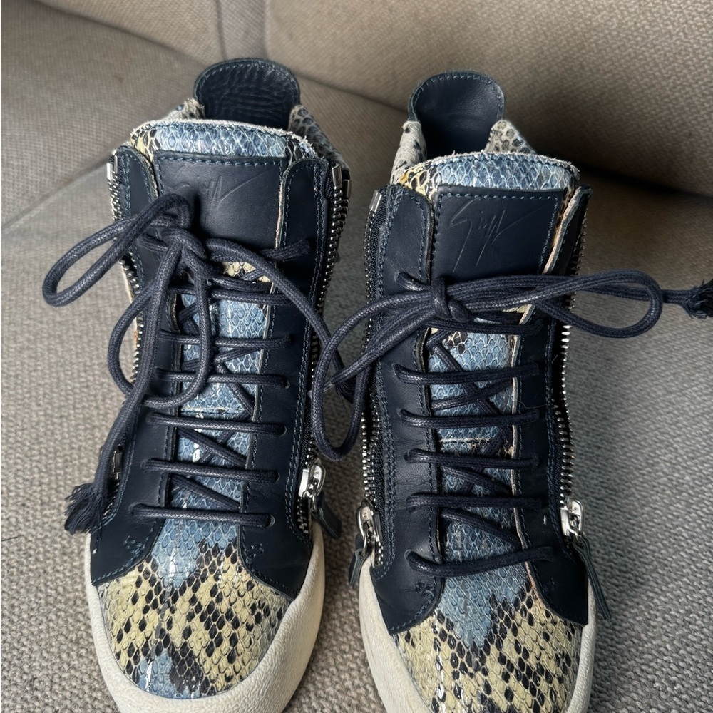 Giuseppe Zanotti Blue snake skin High-Top Sneakers - Picture 3 of 8